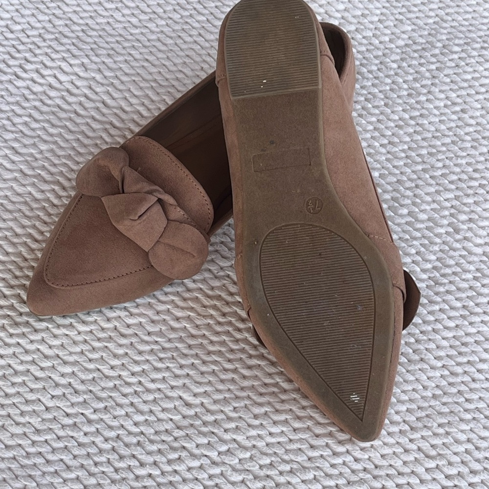 SheIn Pointed Toe Bow Loafers - Mauve/Tan Suede Style - Size 7.5 - Picture 5 of 7